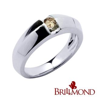 【BRILLMOND】天然香檳彩鑽10分剛毅中性戒(干邑彩鑽 925銀臺)