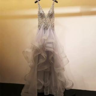 【女神婚紗禮服】高階百褶公主禮服裙宴會晚禮服 PLGZ-13 1903灰色(表演禮服 派對)