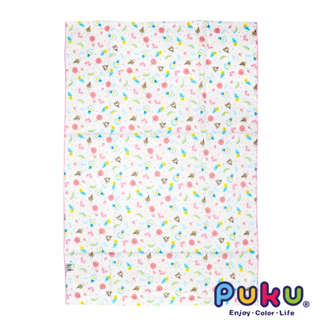 【PUKU藍色企鵝】PUKU印花紗布大浴巾-70*100cm(粉色)
