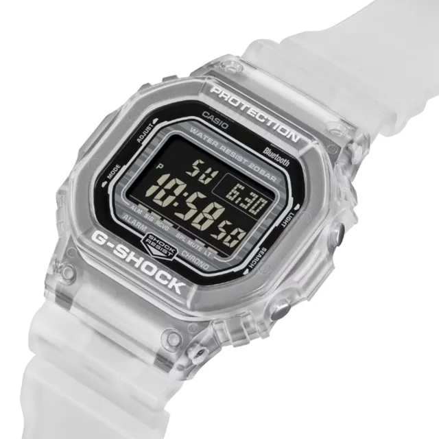 CASIO 卡西歐】G-SHOCK 智慧藍芽半透明漸層配色方形電子錶-白(DW