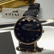 【COACH】COACH手錶型號CH00009(黑色錶面玫瑰金錶殼深黑色真皮皮革錶帶款)