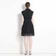 【M2M】玩美衣櫃法式鏤空洋裝收腰花邊連身裙M-2XL(共三色)
