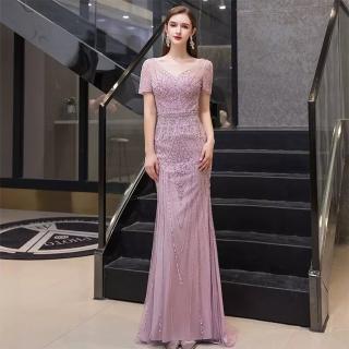 【女神婚紗禮服】高階高貴氣場女王顯瘦宴會晚禮服 PLGZ-093(主持人 媽媽服)