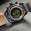 【BOSS】BOSS手錶型號HB1513563(鐵灰錶面黑錶殼寶藍真皮皮革錶帶款)