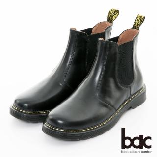 【bac】時尚品味真皮切爾西靴(黑色)