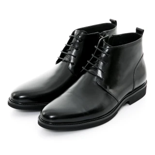 【CUMAR】輕量舒適真皮男士短靴(黑色)