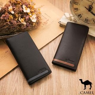 【CAMEL】618 真皮包包 爵品絲印款牛皮12卡1照長夾-共2色