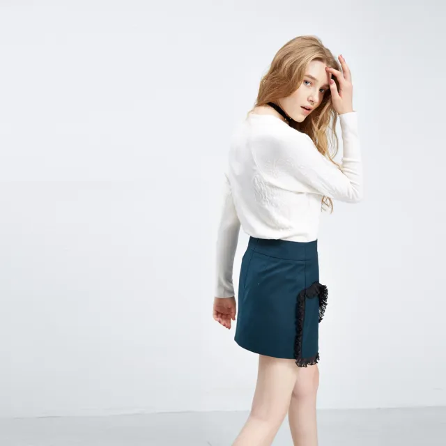 【ICHE 衣哲】荷葉飾邊疊層短裙