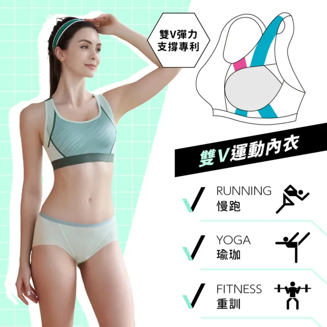 【Wacoal 華歌爾】專業運動系列 D:4L/ F:M-3L雙V運動內衣 NBB182BL(搖滾黑)