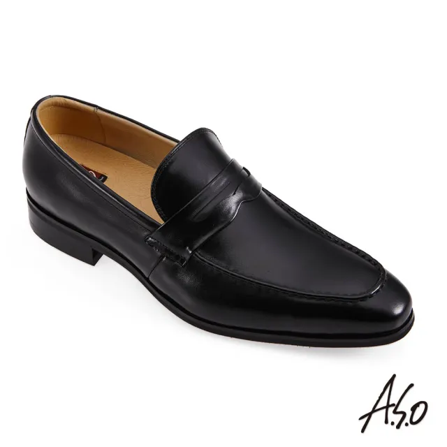 【A.S.O 阿瘦集團】健康按摩直套款樂福紳士鞋(黑色)