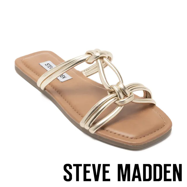 【STEVE MADDEN】TRANSITION 扭結雙帶平底涼拖鞋(金色)