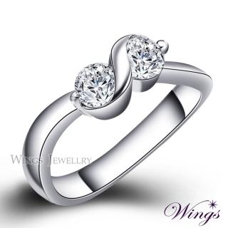 【WINGS】八心八箭 戒指 戀戀心語 方晶鋯石擬真鑽戒(送禮 飾品 母親節 母親節禮物 禮盒 輕奢 質感)