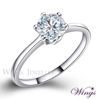 【WINGS】八心八箭 戒指 經典六爪鑲 璀璨方晶鋯石 擬真鑽戒(送禮 母親節禮物 禮盒 輕奢 質感 一克拉 單鑽)