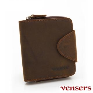 【Vensers】小牛皮潮流個性皮夾(NB0027201咖啡短夾)