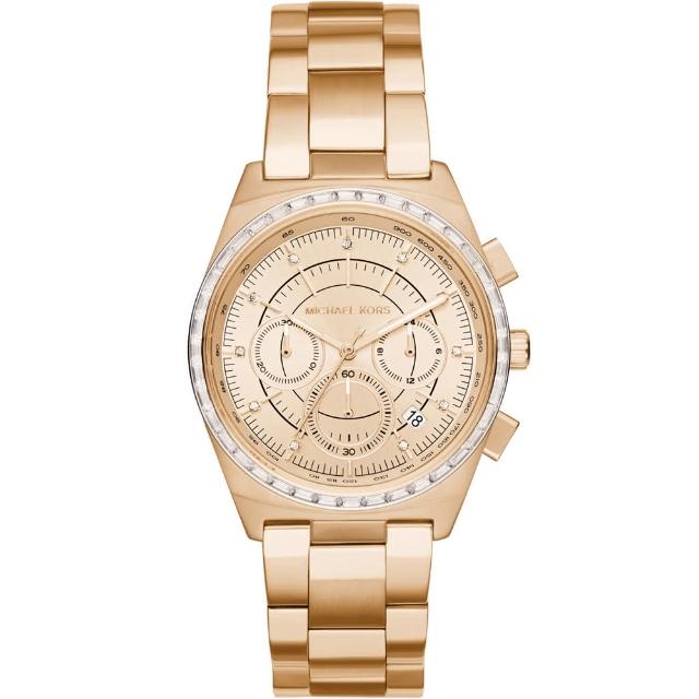 【Michael Kors】星光伸展台計時腕錶(MK6421 金色 38mm)