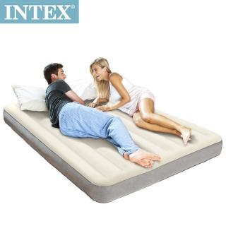 【INTEX 原廠公司貨】新型氣柱-雙人加大植絨充氣床墊(寬152cm_64103)