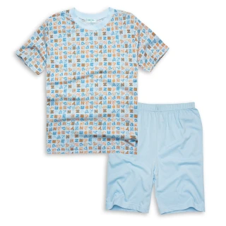 【annypepe】男童短袖居家服 縲縈Rayon 英文字母 水藍110-140(兒童居家服 兒童內衣)