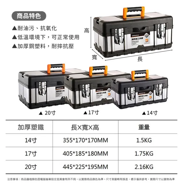 【日創生活】可手提20吋不鏽鋼雙層工具箱(收納箱 整理箱 零件盒)