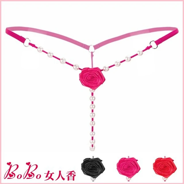 【BoBo女人香】激情薔薇珍珠按摩開檔內褲-性感情趣丁字褲(C2143-3)