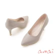 【amai】氣質設計感真皮尖頭高跟鞋 真皮 高跟 婚鞋 新娘鞋 真皮 台灣製 大尺碼 J12-71GY(灰色)