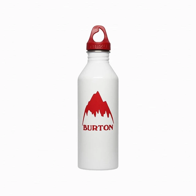 【MIZU】M8極限聯名水壺 MIZU x Burton-Mountain Logo Glossy White w Red Print-亮白款-800ml(Burton)