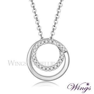 【WINGS】幸福環繞 精鍍白K金璀璨方晶鋯石項鍊(質感 送禮 禮物 生日 母親節 禮盒)