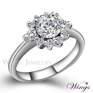 【WINGS】八心八箭 戒指 花火 璀璨方晶鋯石 擬真鑽戒(送禮 飾品 母親節 母親節禮物 禮盒 輕奢 質感)