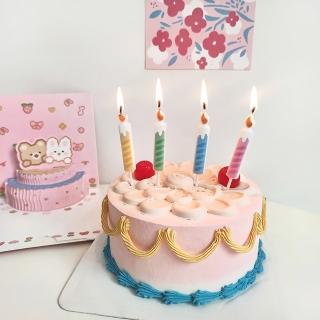 【慶生必備】ins冰淇淋生日蠟燭4支(烘焙裝飾 可愛造型 慶祝 派對 拍照道具 插牌 許願 蛋糕裝飾)