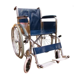 【海夫健康生活館】杏華 鐵製輪椅_電鍍/鋁踏板