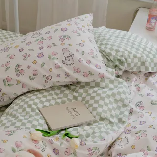 【LASOL 睡眠屋】100%精梳棉兩用被床包枕套組 雙人(白日夢B)