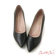 【amai】氣質設計感真皮尖頭高跟鞋 真皮 高跟 婚鞋 新娘鞋 真皮 台灣製 大尺碼 J12-71BK(黑色)