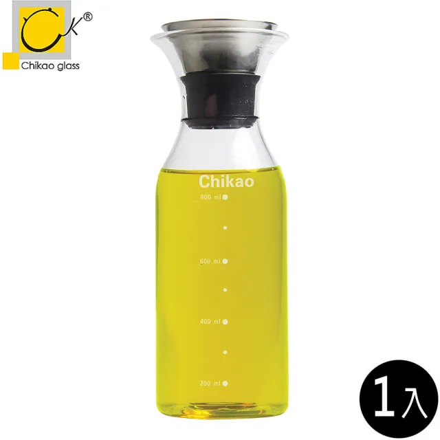 【奇高Chikao】耐熱北歐瓶 高直款 1000ml 1入(耐熱玻璃水壺 水瓶 玻璃壺)