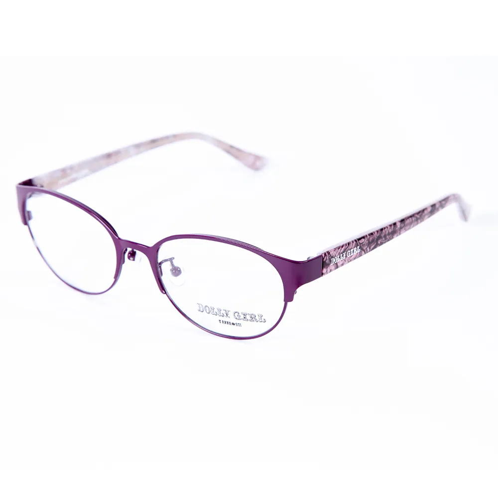 【Anna Sui】Dolly Girl系列潮流金屬框眼鏡(DG151-700-繽紛碎花圖騰 魅力紫)