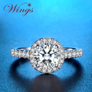 【WINGS】八心八箭 戒指 燦星 經典環鑽 璀璨方晶鋯石 擬真鑽戒(送禮 飾品 母親節 禮盒 輕奢 質感 女戒)