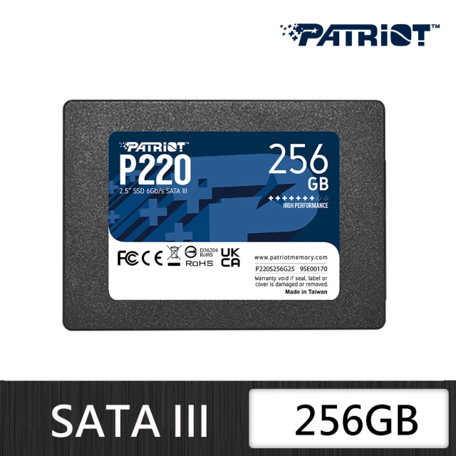 【PATRiOT 博帝】P220 SATA III 2.5吋 256GB SSD固態硬碟