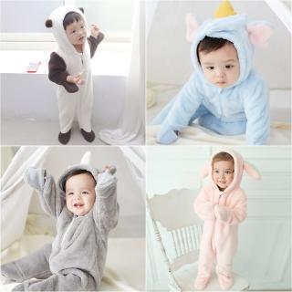 【baby童衣】包腳連身衣 珊瑚絨超厚冬日動物造型連身衣 50413(保暖童裝)