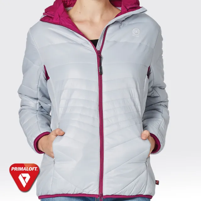 【SAMLIX山力士】PRIMALOFT女輕量化防潑水保暖外套#36915(灰紫.黑紫)