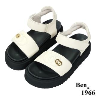【Ben&1966】高階羊皮個性厚底涼鞋-米白236321