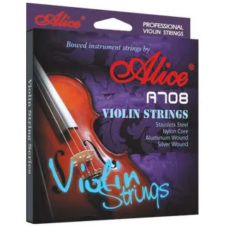 【Alice】A708 小提琴套弦(高級鍍層高碳鋼絲/尼龍弦芯/鋁合金純銀纏弦/鍍金珠)