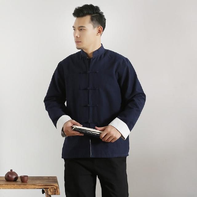 【巴黎精品】現貨+預購 新中式 唐裝漢服上衣(中國風舒適春秋長袖寬鬆男外套10色a1bx25)