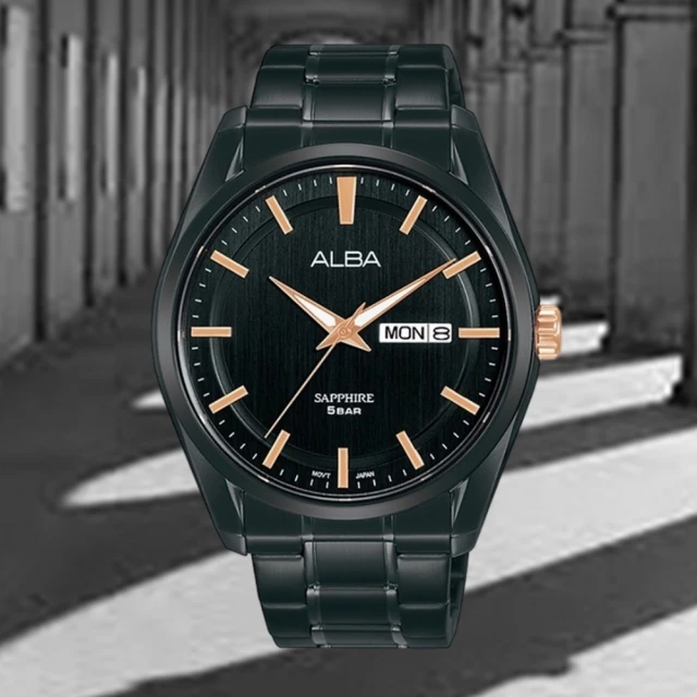 【ALBA】雅柏PRESTIGE系列 酷黑運動風造型錶/43mm(VJ43-X042SD/AV3543X1)