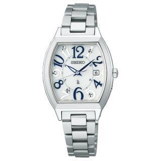 【SEIKO 精工】LUKIA 俏皮甜心太陽能萬年曆電波酒桶型-白x銀/27.5mm 雙12限定(SSVW213J/1B32-0BD0S)