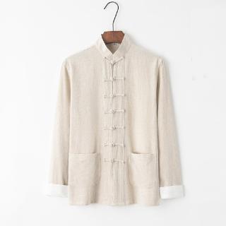 【巴黎精品】現貨+預購 新中式 唐裝漢服上衣(中國風夏季長袖棉麻外套男上衣9色a1bx50)