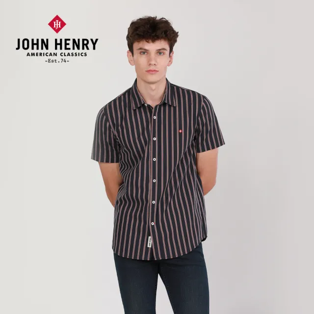 【JOHN HENRY】經典條紋短袖襯衫