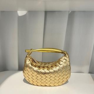 【巴黎精品】現貨+預購 手提包真皮肩揹包(羊皮軟皮編織金屬手柄手提包女包包7色a1bl29)