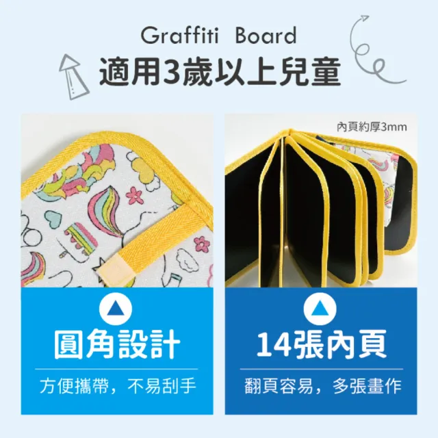 【Finger Pop 指選好物】兒童塗鴉畫板附12色畫筆(2入組/手繪板/畫本/彩繪本/畫冊/兒童玩具)
