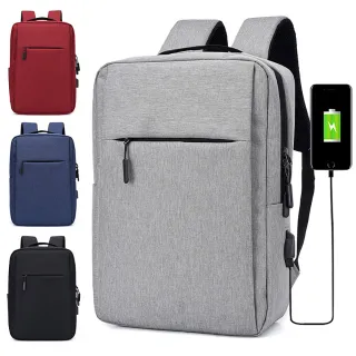 【bebehome】USB充電孔電腦雙肩後背包(簡約商務後背包/減壓雙肩後背包/平板筆電後背包)