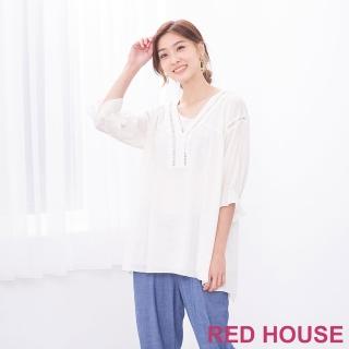 【RED HOUSE 蕾赫斯】波希米亞風寬鬆上衣(白色)