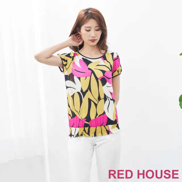 【RED HOUSE 蕾赫斯】亮眼印花圓領上衣(黃色)