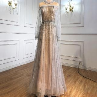 【女神婚紗禮服】高階輕奢韓風網紗遮臂氣質顯瘦宴會晚禮服 LA70971(主持人 表演禮服 綁帶款)
